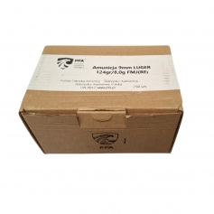 AMUNICJA 9x19 PFA POLSKA FABRYKA AMUNICJI FMJ 8g REELABOROWANA op.250-PFA POLSKA FABRYKA AMUNICJI