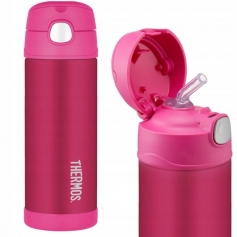 Thermos FUNtainer - termos dziecięcy ze słomką – różowy 470 ml-Thermos