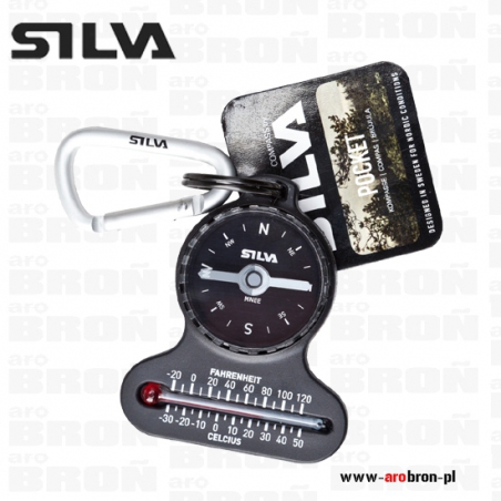 Kompas, busola / termometr SILVA z karabinkiem do kluczy - wodoodporny-SILVA