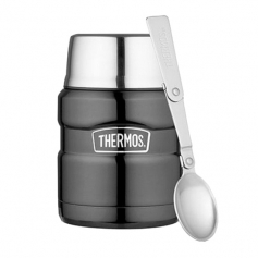 Termos obiadowy Thermos King 470ml z łyżką grafitowy- nakrętka naczynie, ciepło 9h lub zimno 14h-Thermos