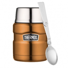 Termos obiadowy Thermos King 470ml z łyżką złoty- nakrętka naczynie, ciepło 9h lub zimno 14h-Thermos