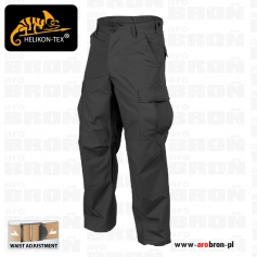 Spodnie mundurowe Helikon BDU (SP-BDU-PR-01) BLACK - kolor czarny, Rip-stop, 6 kieszeni bojówki taktyczne r. XL/Regular-Helik...