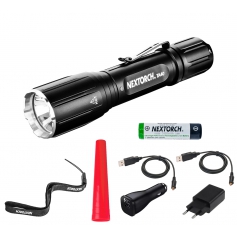 Latarka ładowalna NEXTORCH TA40 zestaw dla służb mundurowych: 2xkabel ładujący, 2x ładowarka, nasadka, akumulator GW. DOŻYWOT...