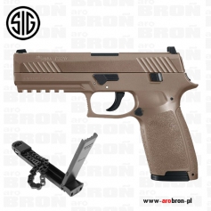 Pistolet wiatrówka SIGSAUER P320 COYOTE 4,5 mm AIR-P320-177-30R-CYT - licencjonowana replika, magazynek 30x śrut diabolo, CO2...