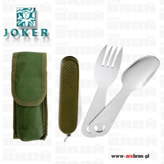 Niezbędnik scyzoryk Joker JKR 189 5-części - łyżka, widelec, piłka, nóż, otwieracz do butelek i puszek, pokrowiec