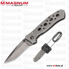Nóż składany BOKER Magnum Amulet 01SC085 - stal 440A, głownia 60 mm, kabura, stalowy klips