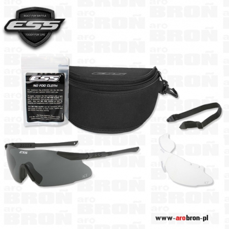 Okulary ochronne balistyczne ESS ICE 2LS 740-0015 - zestaw: etui, 2x wizjer, ściereczka No Fog, pasek na szyję, zauszniki-ESS