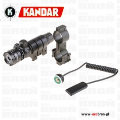 Laser Kandar zielony A145, 5mW - klasa IIIa, zestaw - laser, montaż 22m, montaż &_8222_ósemka&_8221_ na lunety-KANDAR