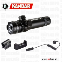 Laser Kandar zielony A164, 5mW - zestaw: montaż 22m, akumulator CR123, ładowarka, włącznik żelowy-KANDAR