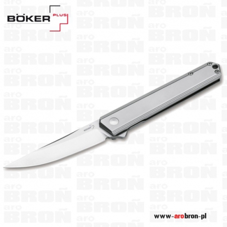 Nóż składany BOKER PLUS Kwaiken Flipper Framelock 01BO269 - satynowane ostrze, stal D2, głownia 90 mm, rękojeść stal nierdzew...