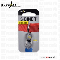 Karabińczyk Nite Ize S-Biner TagLock Stalowy PLSBM-11-R3 - blokada zamknięcia, do mocowania identyfikatora do obroży, uprzęży...