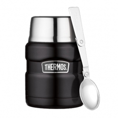 Termos obiadowy Thermos King 470ml z łyżką czarny - nakrętka naczynie, ciepło 9h lub zimno 14h-Thermos
