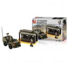 Edukacyjne klocki SLUBAN ARMY JEEP OUTPOST M38-B6100 Terenówka i posterunek-Sluban Educational bricks, smart