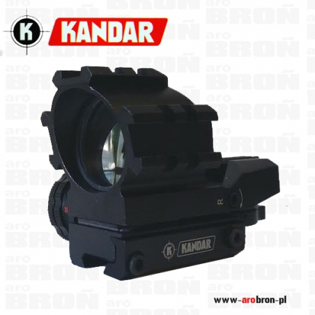 Celownik kolimator KANDAR A118 RED/GREEN 1x33 - otwarty, szyny, przełącznik plamki, regulacja jasności-KANDAR