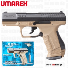 PISTOLET ASG GBB WALTHER P99 DAO FLAT DARK EARTH - ruchomy metalowy zamek, zasilanie CO2, NOWOŚĆ-Umarex