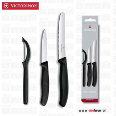 VICTORINOX Zestaw noży i akcesoriów 6.7113.31 obieraczka i 2 noże, gładki i z ząbkami, CZARNE