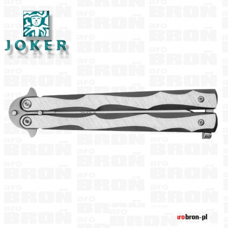Nóż Joker Butterfly składany motyl motylek (JKR450) - 10,5cm CZARNO SREBRNY SZLIF-Joker