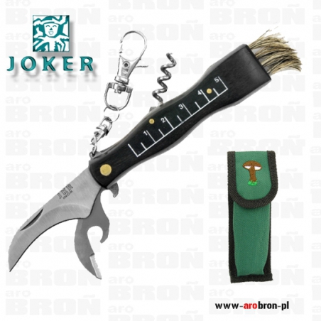 Nóż Joker składany do zbierania grzybów (JKR090) - otwieracz do butelek i puszek, korkociąg, linijka, miotełka-Joker