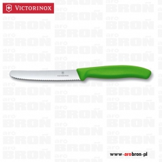 Uniwersalny nóż kuchenny z ostrzem o ząbkowanej krawędzi do pomidorów, jarzyn VICTORINOX 6.7836.L114 ZIELONY GREEN pikutek