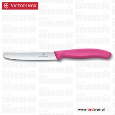 Uniwersalny nóż kuchenny z ostrzem o ząbkowanej krawędzi do pomidorów, jarzyn, VICTORINOX 6.7836.L115 RÓŻOWY PINK pikutek