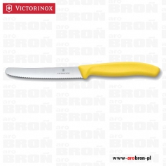 Uniwersalny nóż kuchenny z ostrzem o ząbkowanej krawędzi do pomidorów, jarzyn VICTORINOX 6.7836.L118 ŻÓŁTY YELLOW pikutek