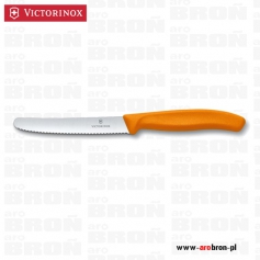 Uniwersalny nóż kuchenny z ostrzem o ząbkowanej krawędzi do pomidorów, jarzyn VICTORINOX 6.7836.L119 POMARAŃCZOWY pikutek