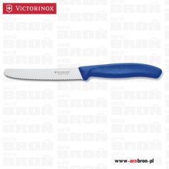 Uniwersalny nóż kuchenny z ostrzem o ząbkowanej krawędzi do pomidorów, jarzyn VICTORINOX 6.7832 NIEBIESKI BLUE pikutek