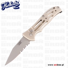 Nóż składany sprężynowy Herbertz Solingen Clip Point 328012 - ząbkowane ostrze 82mm, stal AISI 420, automatyczny-Herbertz