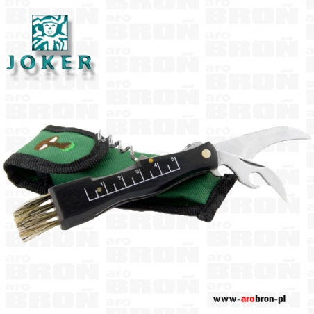 Nóż Joker składany do zbierania grzybów JKR089 - otwieracz do butelek i puszek, korkociąg, miarka, miotełka, etui-Joker