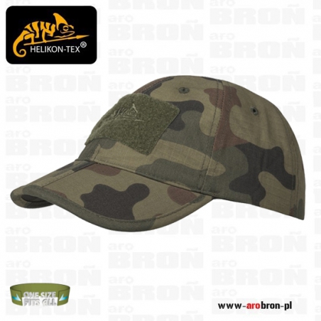 Taktyczna czapka baseballowa Helikon Folding (CZ-BBF-PR-04) - WOODLAND PL, łamany daszek, Rip-stop, Velcro-Helikon-Tex®