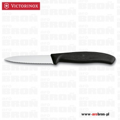 Uniwersalny nóż kuchenny z ostrym czubkiem i ząbkowanej krawędzi, do pomidorów, jarzyn VICTORINOX 6.7633 CZARNY BLACK pikutek...