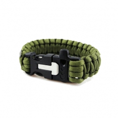 Bransoleta survivalowa Paracord Olive Green z krzesiwem i gwizdkiem--