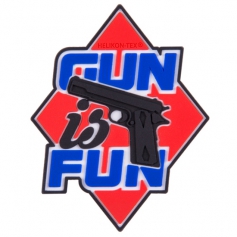 Emblemat Helikon Gun is Fun (OD-GIF-RB-25) - Czerwony, naszywka, rzep, PVC-Helikon-Tex®