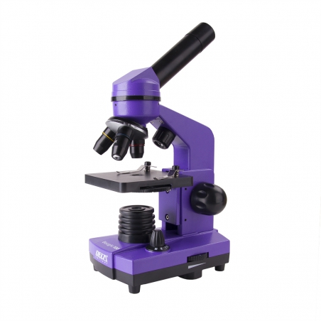Mikroskop Delta Optical BioLight 100 Fioletowy (DO-3212) - 5 preparatów, szkiełka, zasilacz, dla początkujących-DELTA
