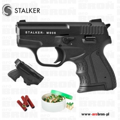 Pistolet Stalker M906 CZARNY hukowy + Kabura skórzana + Amunicja GREEN 6mm 100 szt. + 10szt rac hukowych RP1 - ZESTAW-ZORAKI