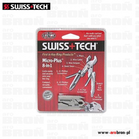 Multitool SWISS+TECH Micro-Plus Silver ST50015 - 8 funkcji, lekki, standard ANSI-Swiss+Tech