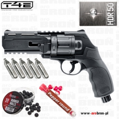 Rewolwer RAM Combat HDR 50 11J T4E 2.4758 - zestaw: 5x CO2, 50 szt. kul gumowych, 7 szt. kul pieprzowych-T4E
