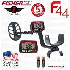 Wykrywacz metali Fisher F44 cewka 11"DD - GWARANCJA: 5 LAT - USA, Następca F4, Wodoodporny-Fisher Research Labs