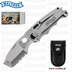 Nóż składany Walther CFK 5.0795 - kompaktowy rozmiar, stal 440C, klips stalowy, frame lock, kabura nylon-Walther