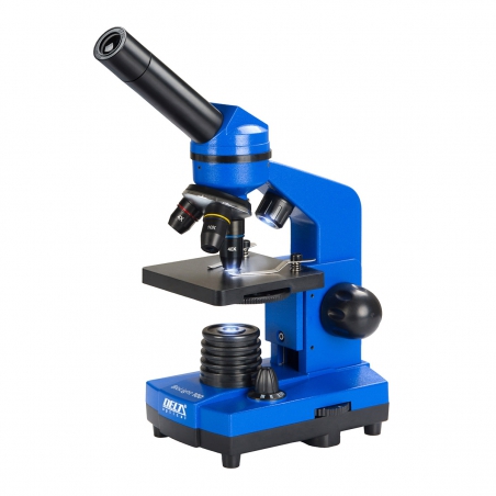 Mikroskop Delta Optical BioLight 100 NIEBIESKI (DO-3211) - 5 preparatów, szkiełka, zasilacz, dla początkujących-DELTA