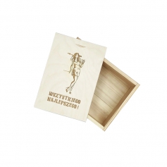 Pudełko drewniane PREZENTOWE na męski upominek 14x19cm + wełna drewniana wypełnienie--