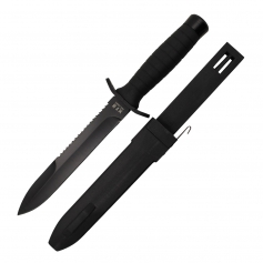 Nóż szturmowy MFH Combat Strike 44165 z piłką - survivalowy, czarny, wzór WZ98-MFH