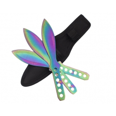 Noże do rzucania rzutki N-430B RAINBOW komplet 3 sztuk - kabura z codury-KANDAR