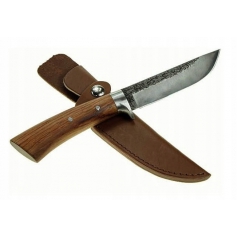 Nóż stały Myśliwski DAMAST N-951 + POCHWA SKÓRA-KANDAR