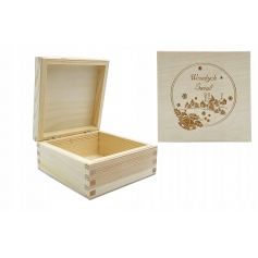 Pudełko drewniane ŚWIĄTECZNE na prezent 10x10cm-