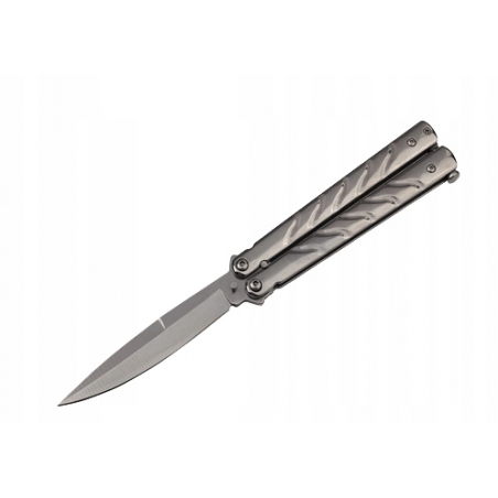 Nóż motylkowy Balisong MOTYL N-460A srebrny-KANDAR