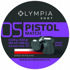 Śrut OLYMPIA SHOT PISTOL MATCH 4,5mm 500szt płaski-