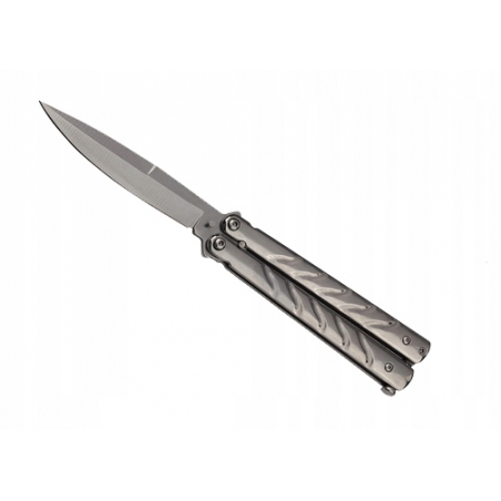 Nóż motylkowy Balisong MOTYL N-460A srebrny-KANDAR