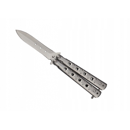 Nóż motylkowy Balisong MOTYL N-460D srebrny-KANDAR