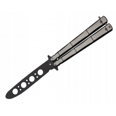 Nóż motylek treningowy srebrno-czarny N-500D--